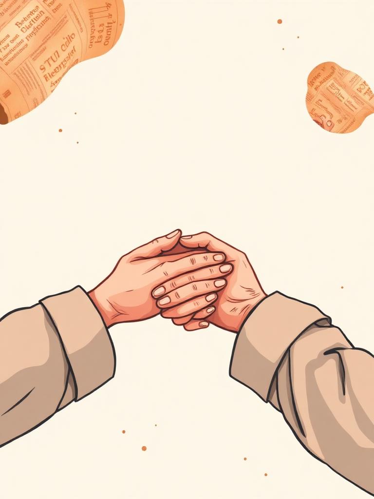 Illustration éditoriale — mains jointes, RSE de proximité
